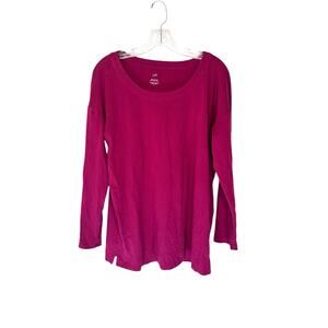 J. Jill Burgundy Basic Soft Simple Supima Scoop Neck Tunic Top Size Medium